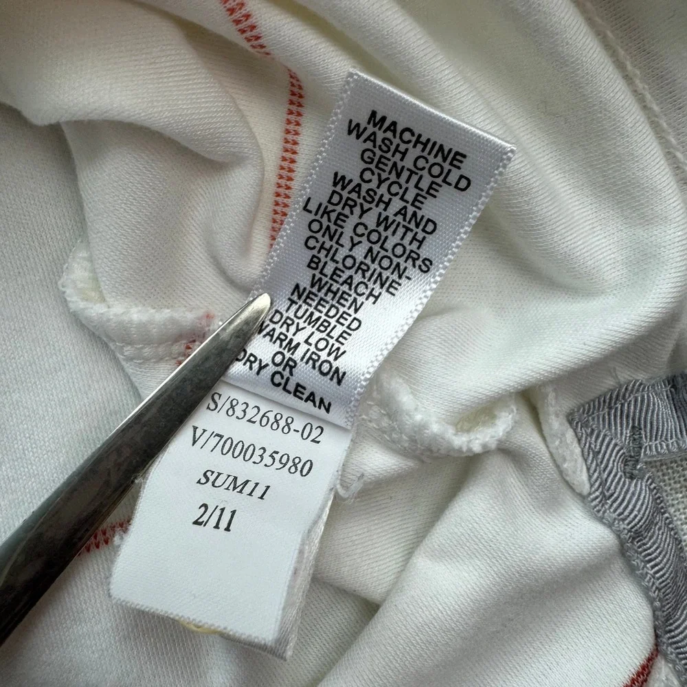 Banana Republic Striped Polo Mens Large White Red Cotton Short Sleeve Preppy